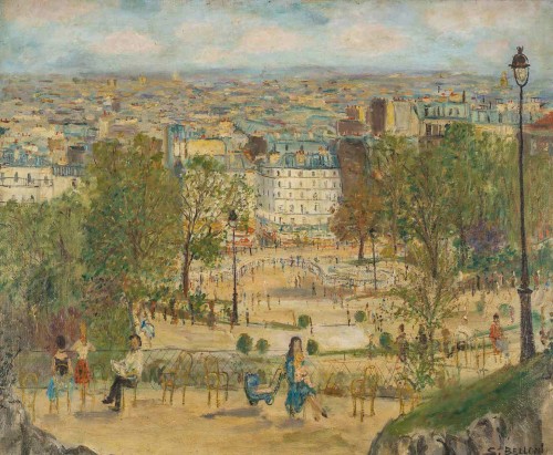 Tableaux et dessins Tableaux du XXe siècle - Serge Belloni (1925-2005) Montmartre Square Louise-michel vu du Sacré-Coeur