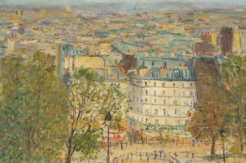 Antiquités - Serge Belloni (1925-2005) Montmartre Square Louise-michel vu du Sacré-Coeur