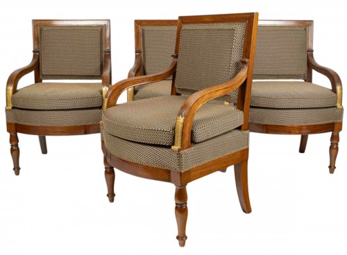 François Honoré Jacob (1770-1841) Quatre grands fauteuils en acajou d’époque Empire