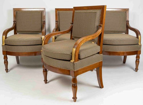 François Honoré Jacob (1770-1841) Quatre grands fauteuils en acajou d’époque Empire - Sièges Style Empire