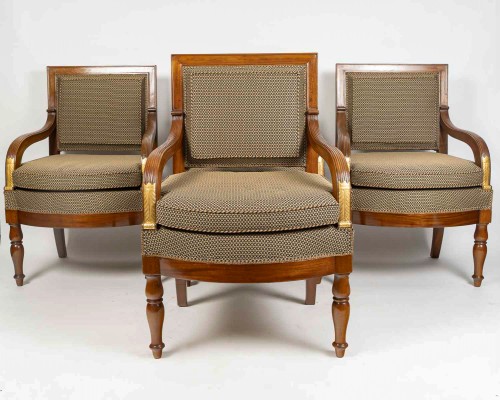 Sièges Fauteuil & Bergère - François Honoré Jacob (1770-1841) Quatre grands fauteuils en acajou d’époque Empire