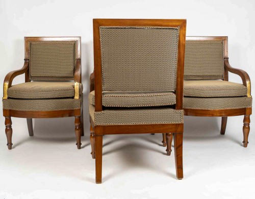 Antiquités - François Honoré Jacob (1770-1841) Quatre grands fauteuils en acajou d’époque Empire