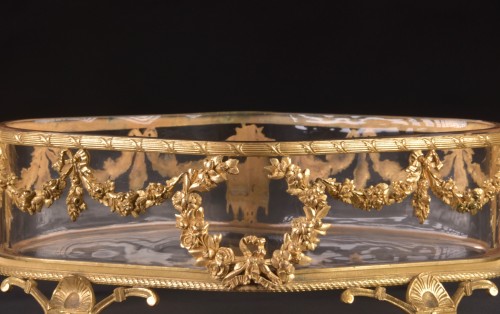 Jardinière en cristal taillé en bronze doré - Objet de décoration Style Restauration - Charles X