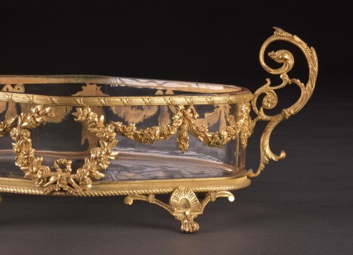Jardinière en cristal taillé en bronze doré - Mora Antiques