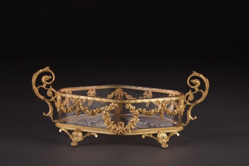 XIXe siècle - Jardinière en cristal taillé en bronze doré