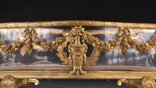 Antiquités - Jardinière en cristal taillé en bronze doré
