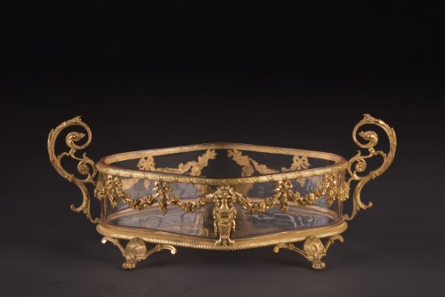 Antiquités - Gilt bronze  cut crystal jardinier