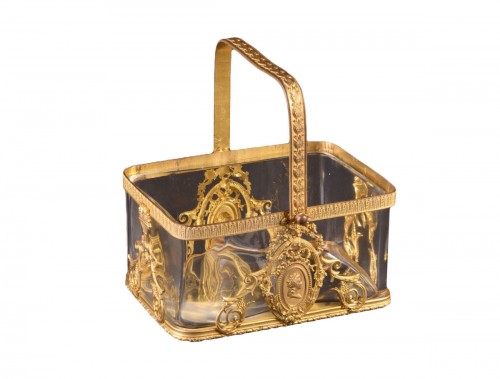 Jardinière en cristal taillé en bronze doré
