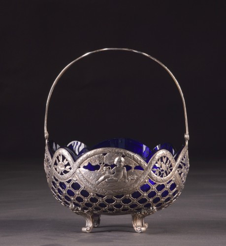 Jardinière en argent et cristal du XIXe siècle, Allemagne - Objet de décoration Style Louis-Philippe