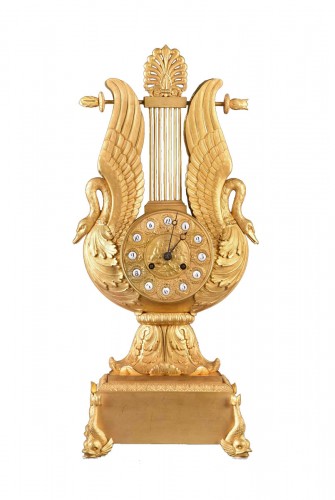 Pendule cygne lyre d'époque Empire