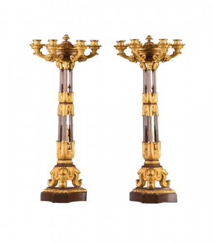 Large pair of Charles X candelabra with potpourri