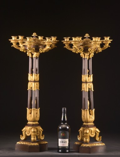 19th century - Large pair of Charles X candelabra with potpourri