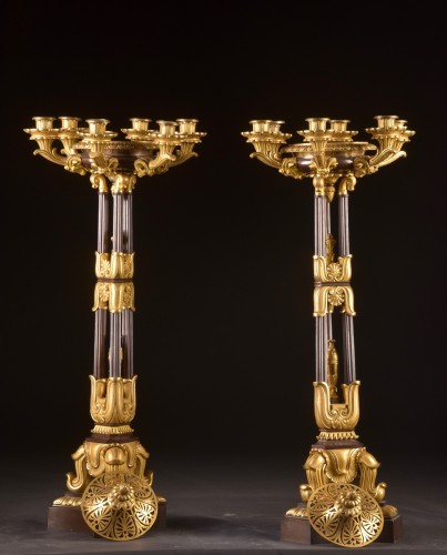 Large pair of Charles X candelabra with potpourri - Louis-Philippe