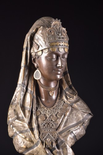 Antiquités - Paire de bustes orientalistes en régule, France XIXe