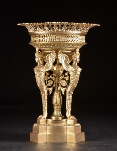 Grand centre de table en bronze doré fin XIXe siècle - Objet de décoration Style Napoléon III