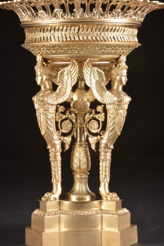 Objet de décoration Cassolettes, coupe et vase - Grand centre de table en bronze doré fin XIXe siècle
