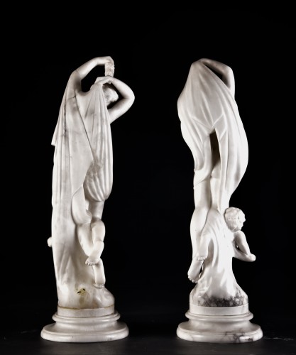 Allégorie du jour et de la nuit, circa 1900 - Sculpture Style Art nouveau