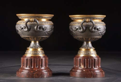Objet de décoration Cassolettes, coupe et vase - Cassolettes Napoléon III en bronze doré et noir