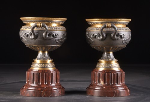 Decorative Objects  - French Napoleon III Gilt and dark Bronze Cassolettes