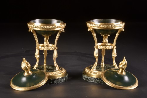  French Napoleon III Gilt and Green Bronze Potpurri / Cassolettes - Decorative Objects Style Napoléon III