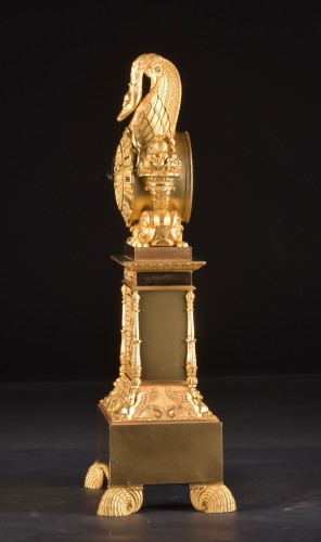 Antiquités - Early 19th Century Empire Ormolu Bronze Swan Table Clock