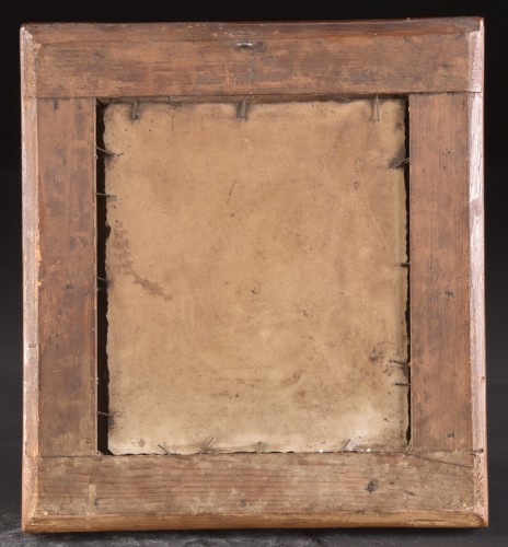 19th century - Hand-painted porcelain plaque in wooden original frame