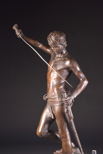 David vainqueur ( 112 cm) d'Antonin Mercié (1845-1916) - Sculpture Style 