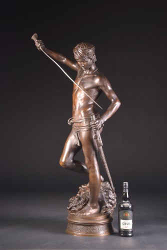 Sculpture Sculpture en Bronze - David vainqueur ( 112 cm) d'Antonin Mercié (1845-1916)