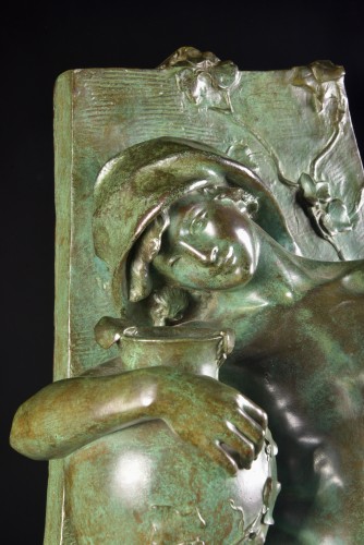 Sleeping youth - Alphonse Emmanuel de Moncel (1866 - 1930) - Sculpture Style Art nouveau