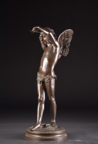 Sculpture Sculpture en Bronze - Grand cupidon - Augustin Moreau-Vauthier (1831-1893)