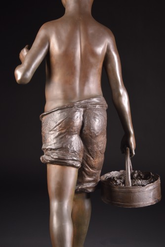 Sculpture Sculpture en Bronze - Giovanni de Martino (1870-1935), grande figure en bronze Fischerjunge