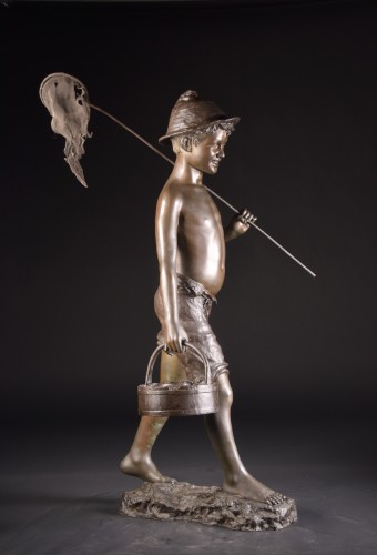 Antiquités - Giovanni de Martino (1870-1935), grande figure en bronze Fischerjunge