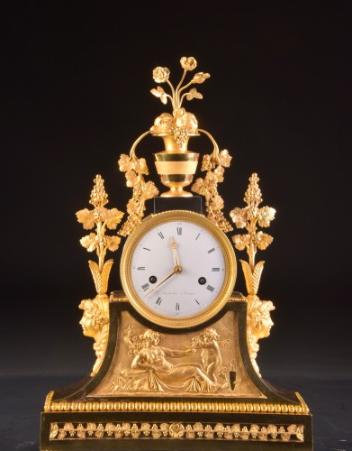 Horology  - French Louis XVI mantel clock in gilded bronze