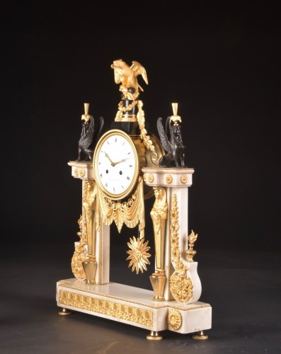 19th century - Portico mantel clock, Retour d&#039;Egypte with Caryatids and Sphinx