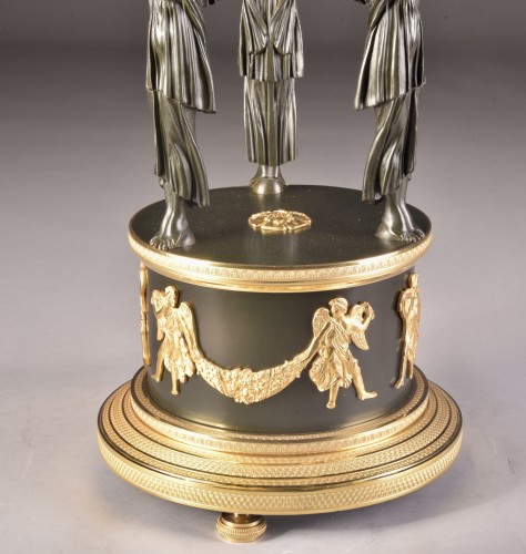 Empire - A Large Patinated And Gilded French Empire Table Centerpiece With Three Sta