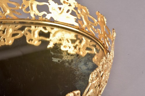 XIXe siècle - Centre de table en bronze doré et miroir d'époque Napoléon III