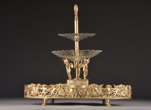 Antiquités - Centre de table en bronze doré et miroir d'époque Napoléon III