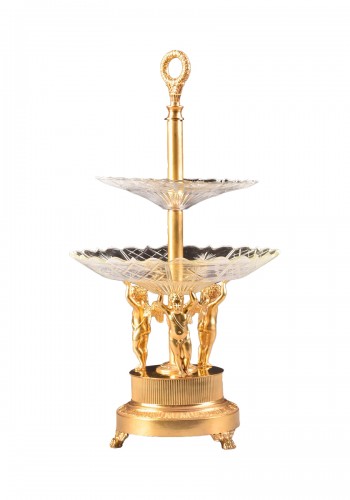 An Early Empire Table Centerpiece, In Gilt Bronze Decorated With Three Putt