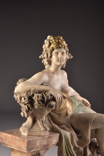 Adolfo Cipriani 1880-1930) - Belle dame assise - Sculpture Style Art nouveau