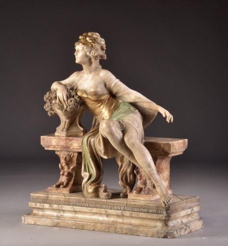 Sculpture Sculpture en Marbre - Adolfo Cipriani 1880-1930) - Belle dame assise