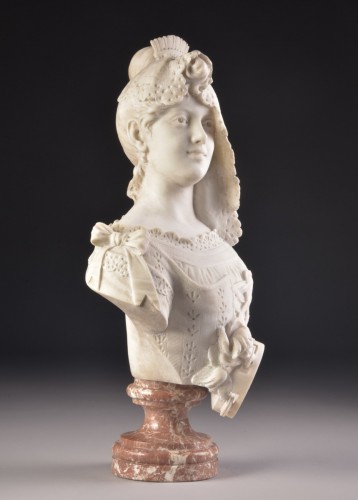 Antiquités - Adolfo Cipriani 1880-1930) - Buste d'une servante en marbre