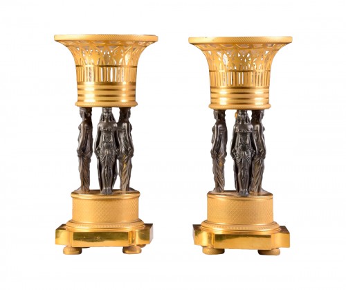 A Pair Of late 19th Century Centerpiece With Caryatids