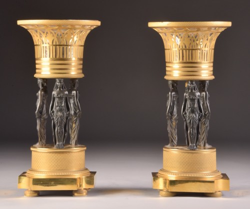 Napoléon III - A Pair Of late 19th Century Centerpiece With Caryatids