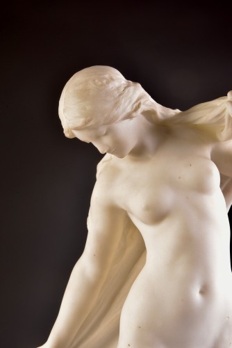 Mathurin Moreau (1822-1912), Large Carrara Marble Nude - Sculpture Style Art nouveau