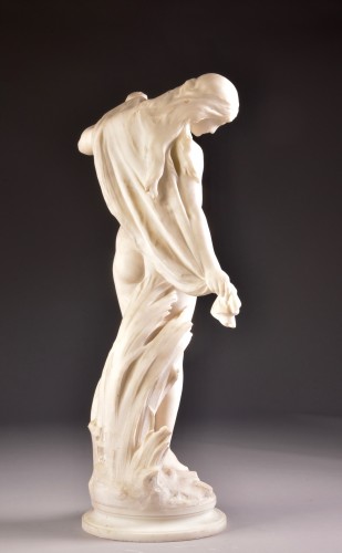 20th century - Mathurin Moreau (1822-1912), Large Carrara Marble Nude