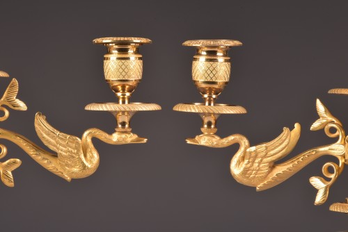 Pair of Empire bronze cadelabras - 