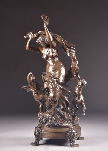 August de Wever (1836-1910), Ronde Folle, Woman Dancing With Cherubs - Sculpture Style 