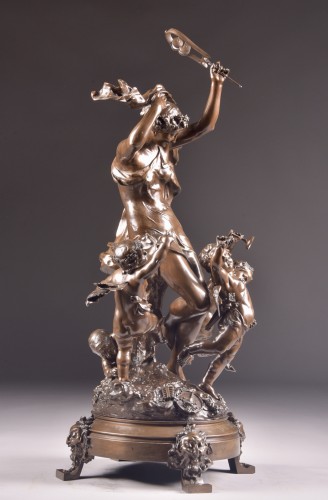 19th century - August de Wever (1836-1910), Ronde Folle, Woman Dancing With Cherubs