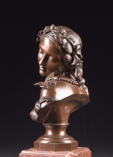 Sculpture Sculpture en Bronze - Jan Jozef Jacquet (1822-1898) - Buste de jeune femme, 1857