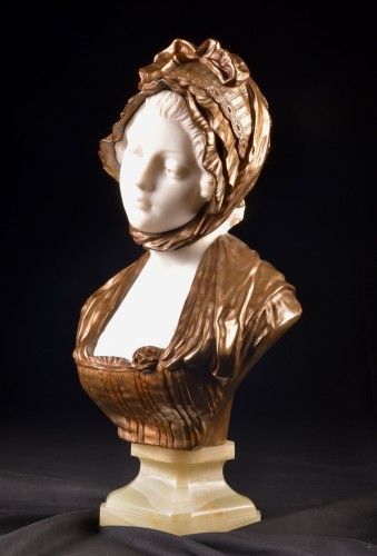 Sculpture Sculpture en Marbre - Grand buste en marbre et bronze - G. Levy (1820-1889)